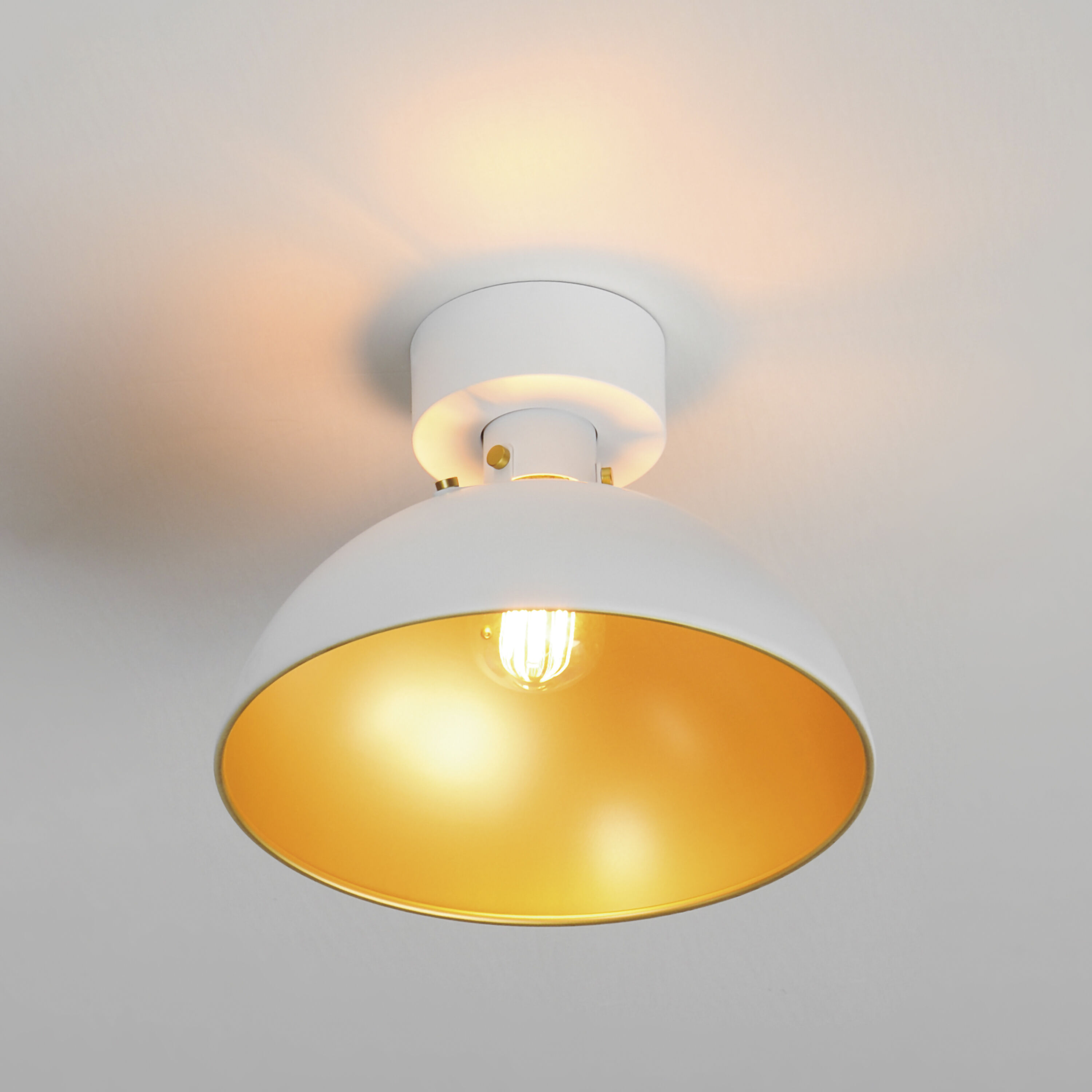 Dawn 1 Light 12 inch White/Satin Brass Semi-Flush Mount Ceiling Light in White and Satin Brass