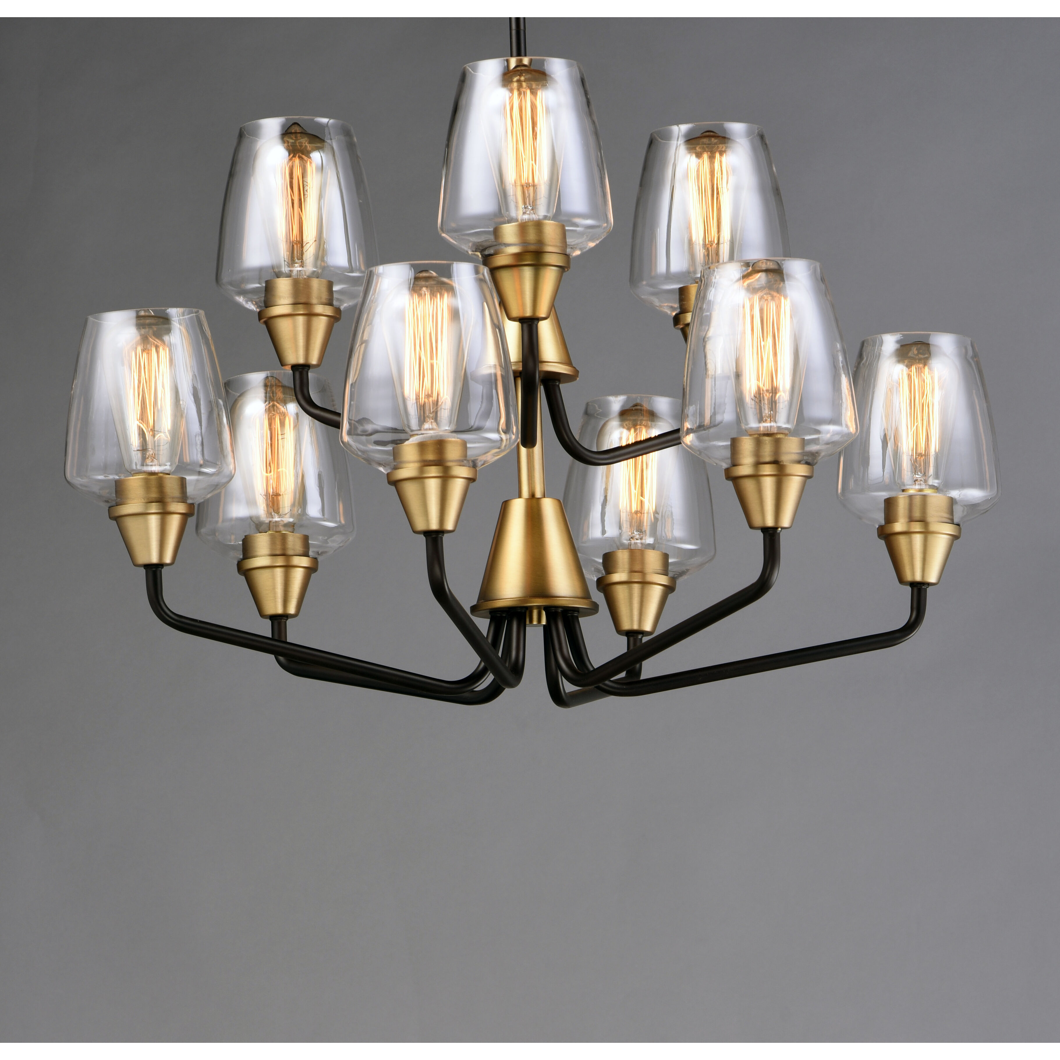 Goblet 9 Light 27 inch Bronze/Antique Brass Multi-Tier Chandelier Ceiling Light in Bronze and Antique Brass