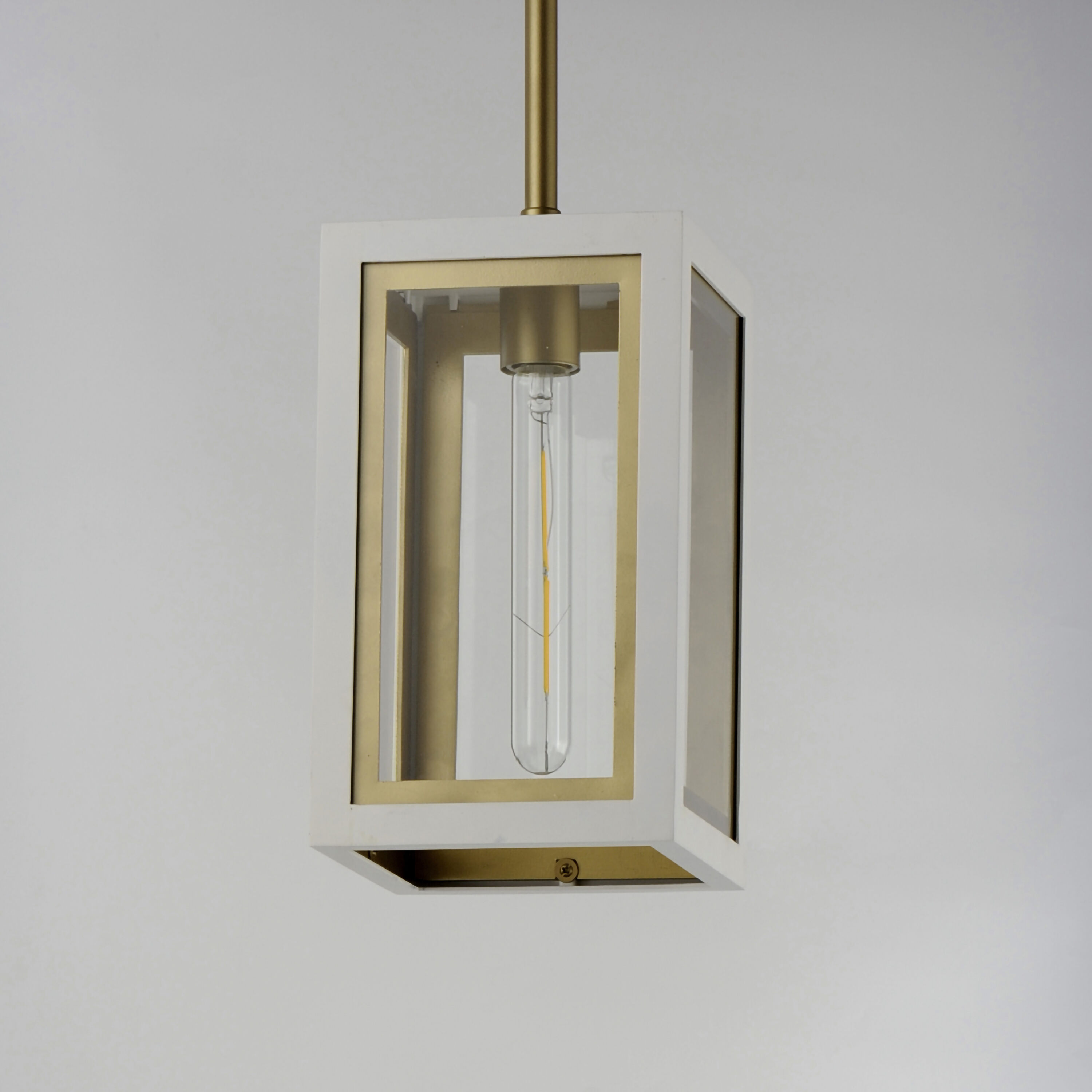Neoclass 1 Light 7 inch White/Gold Outdoor Pendant in White and Gold