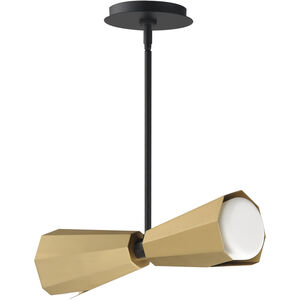 Rizzo 2 Light 16 inch Black and Antique Brass Multi-Light Pendant Ceiling Light
