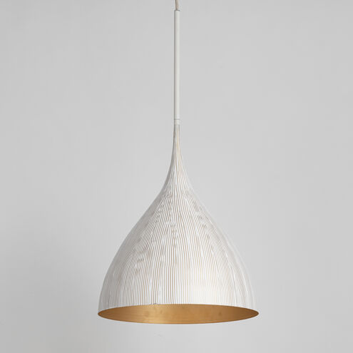 Fleur 1 Light 16.25 inch White and Gold Single Pendant Ceiling Light