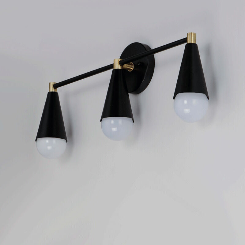 Lovell 3 Light 24 inch Black/Satin Brass Bath Vanity Wall Light in Bulb Not Included
