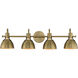 Dusk 4 Light 33.25 inch Black and Antique Brass Bath Vanity Wall Light