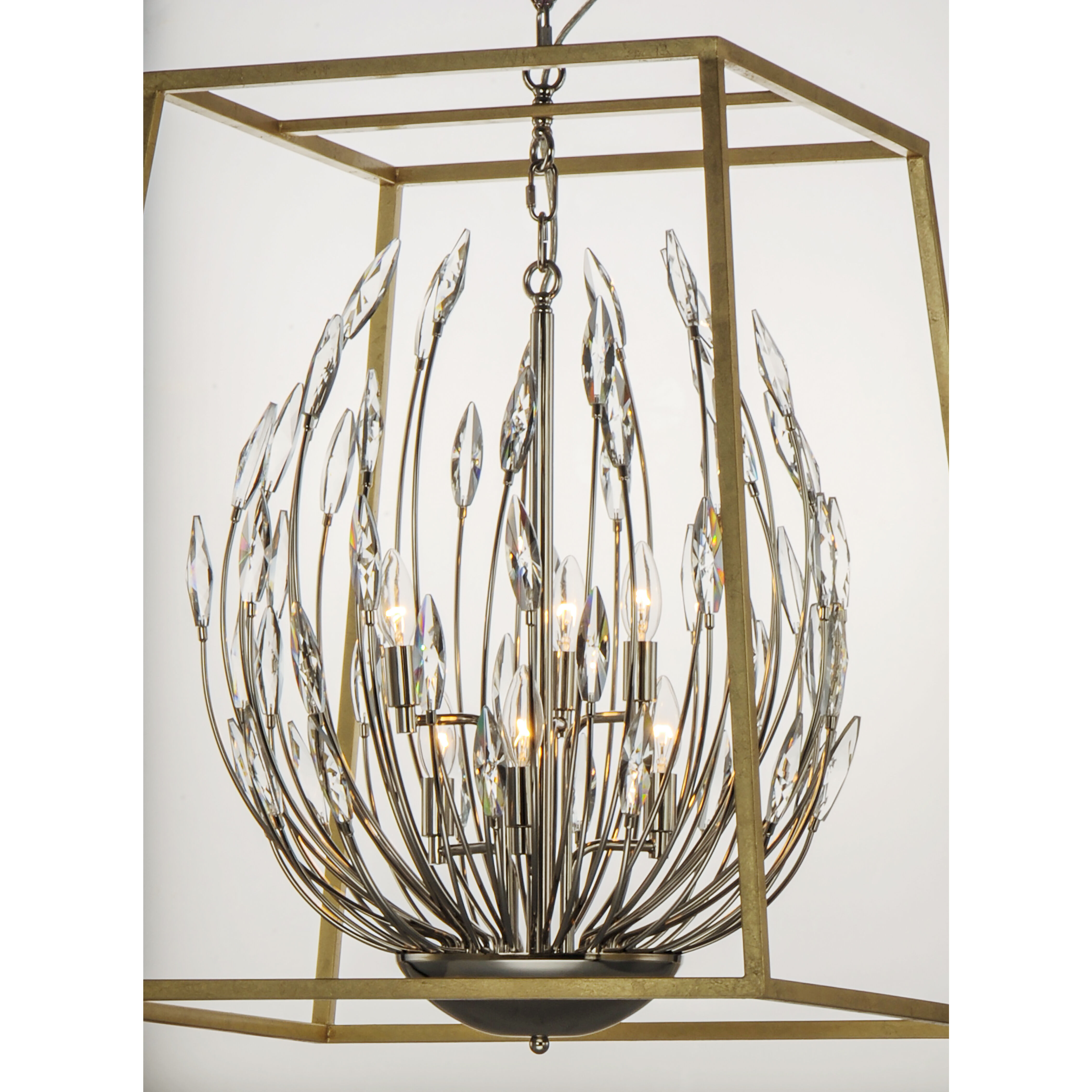 Bouquet 6 Light 25 inch Polished Nickel/Gold Leaf Multi-Light Pendant  Ceiling Light
