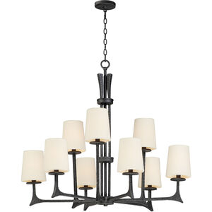 Anvil 9 Light 34 inch Natural Iron Chandelier Ceiling Light in With Shade (SHD309CV)