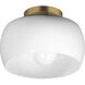 Glazed 1 Light 11 inch White and Natural Aged Brass Flush Mount Ceiling Light