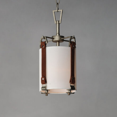 Sausalito 1 Light 8 inch Weathered Zinc / Brown Suede Single Pendant Ceiling Light