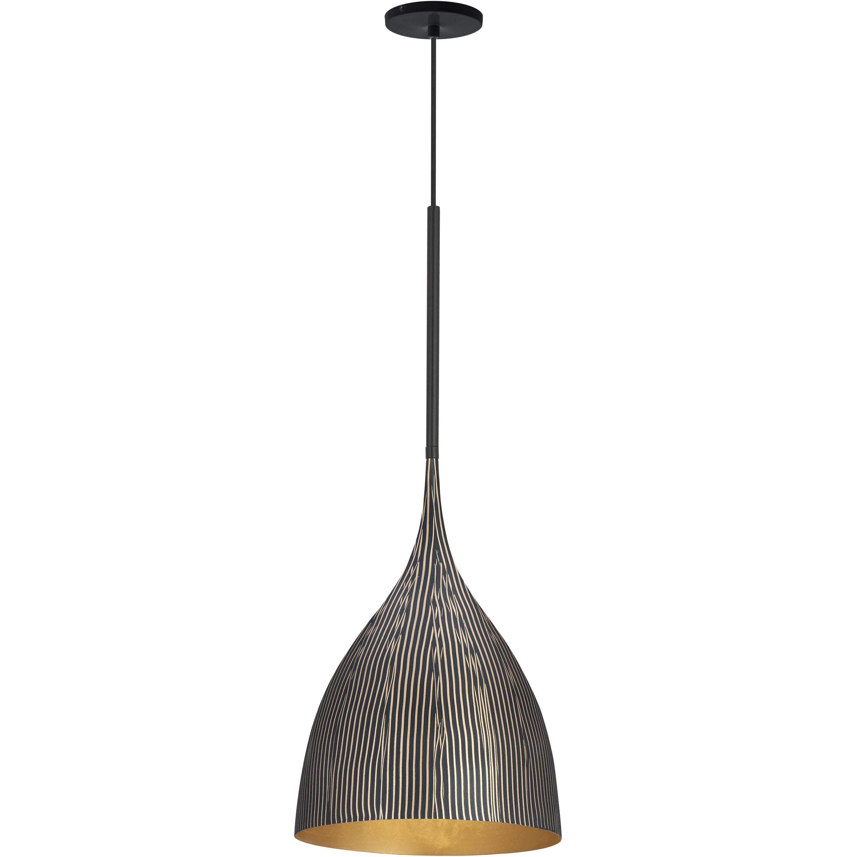 Fleur 1 Light 12.5 inch Black and Gold Single Pendant Ceiling Light