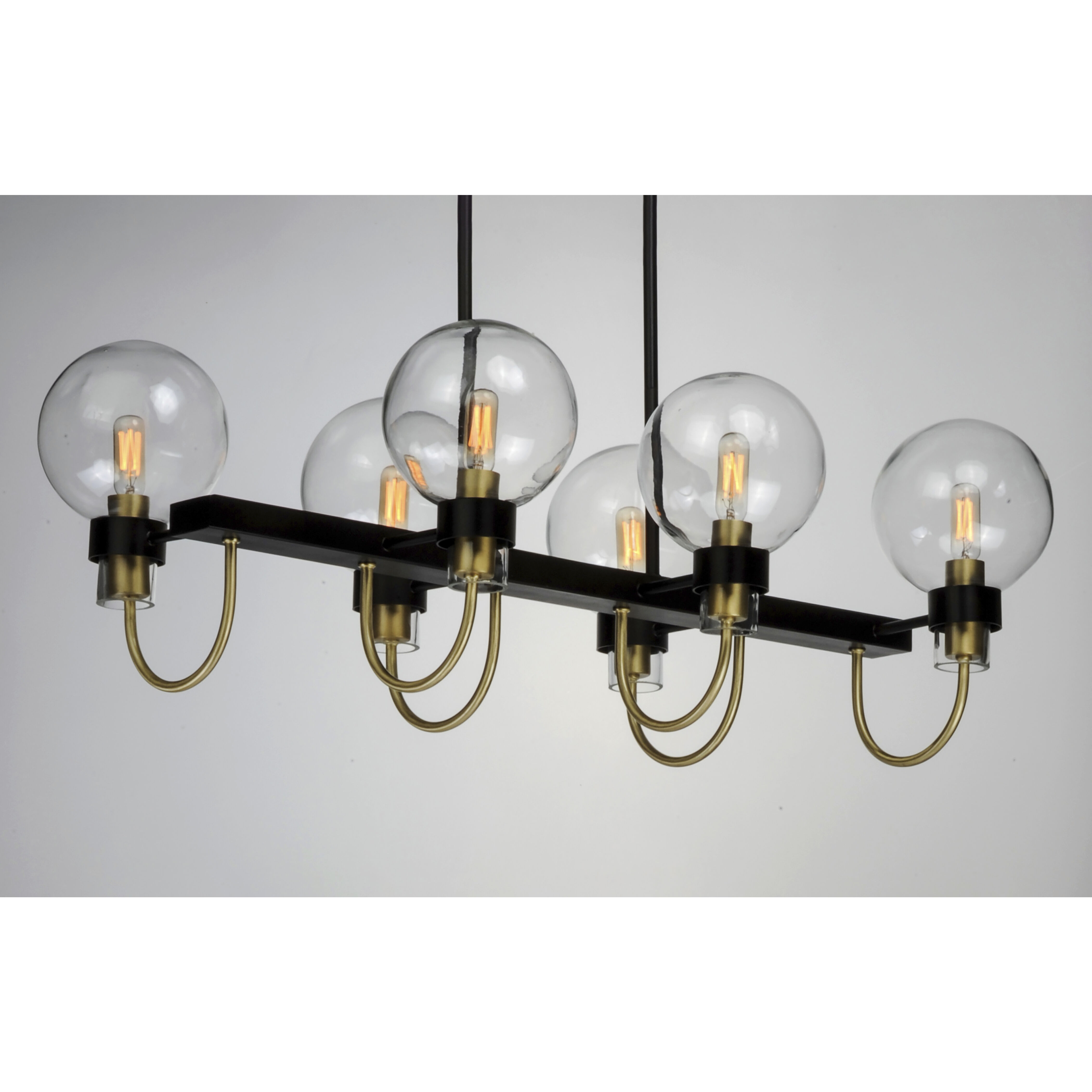 Maxim 30519CLBZSBR Bauhaus 6 Light 32 inch Bronze Satin Brass Linear Pendant Ceiling Light