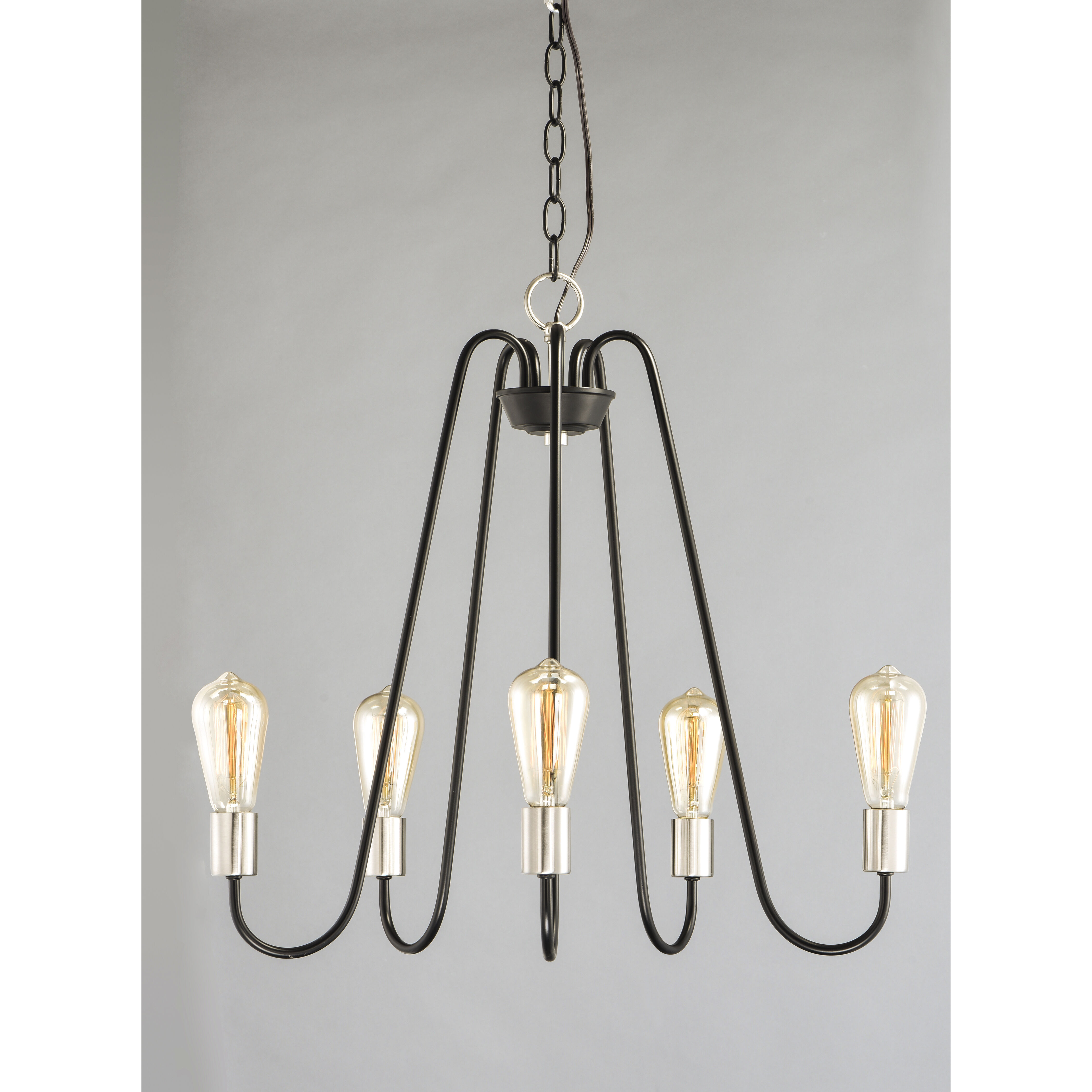 Haven 5 Light 24 inch Black/Satin Nickel Single-Tier Chandelier Ceiling Light in Black and Satin Nickel