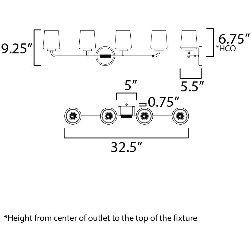 Durham 4 Light 32.5 inch Black Bath Vanity Wall Light