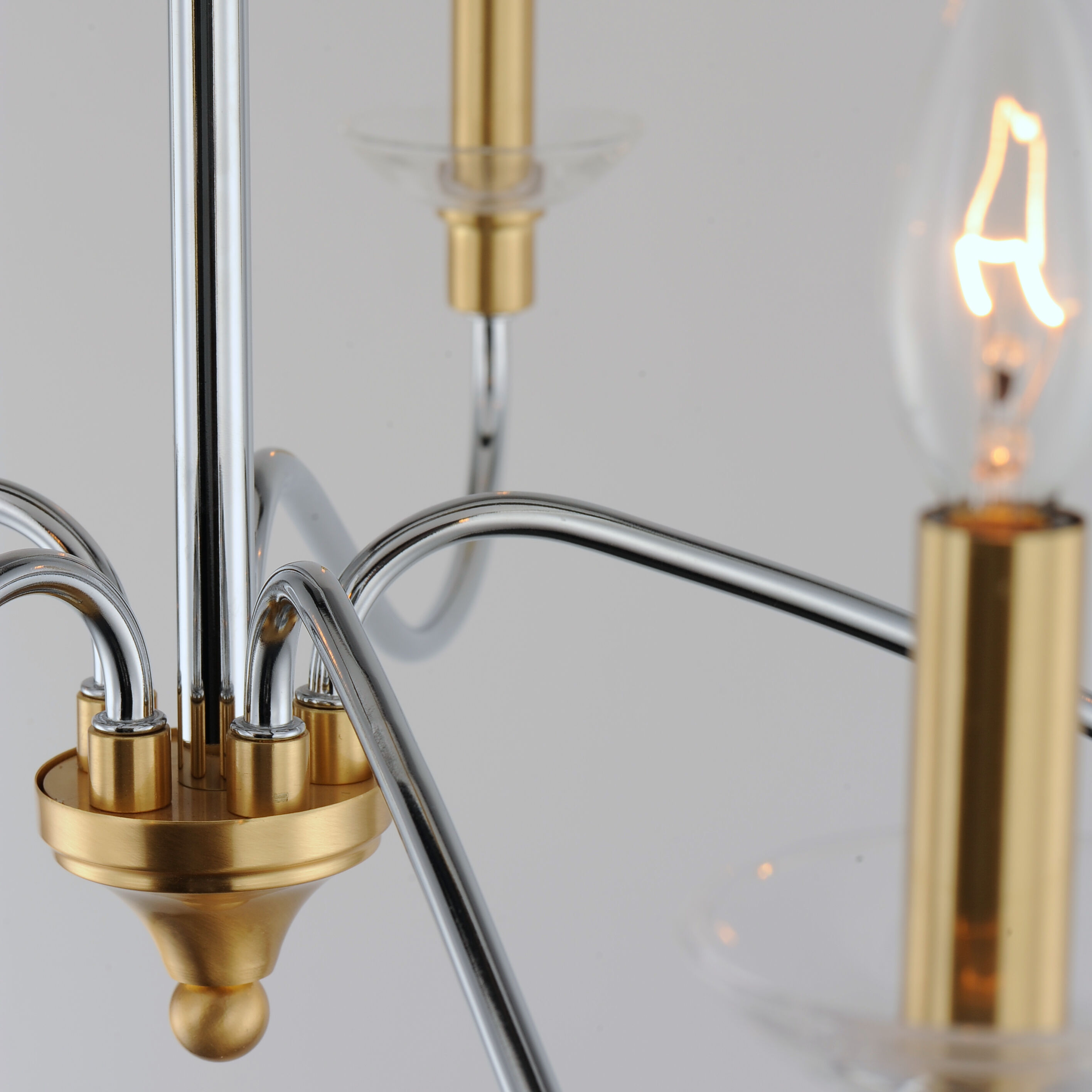 Chrome and gold chandelier top