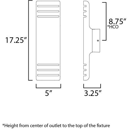 Lightray LED LED 17.25 inch Black Outdoor Wall Mount, Medium