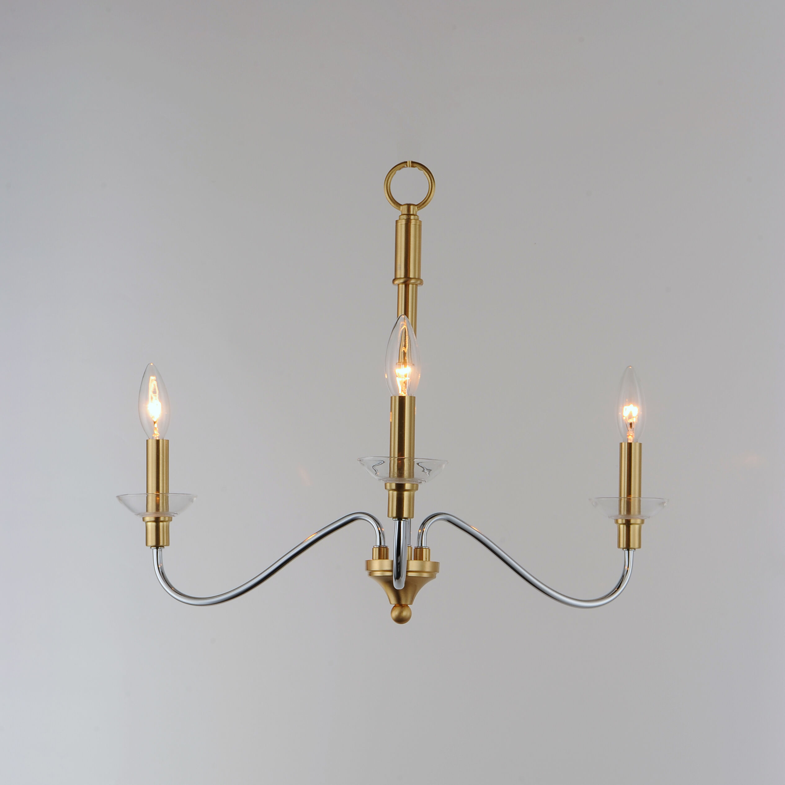 Clarion 3 Light 24 inch Polished Chrome/Satin Brass Multi-Light Pendant Ceiling Light