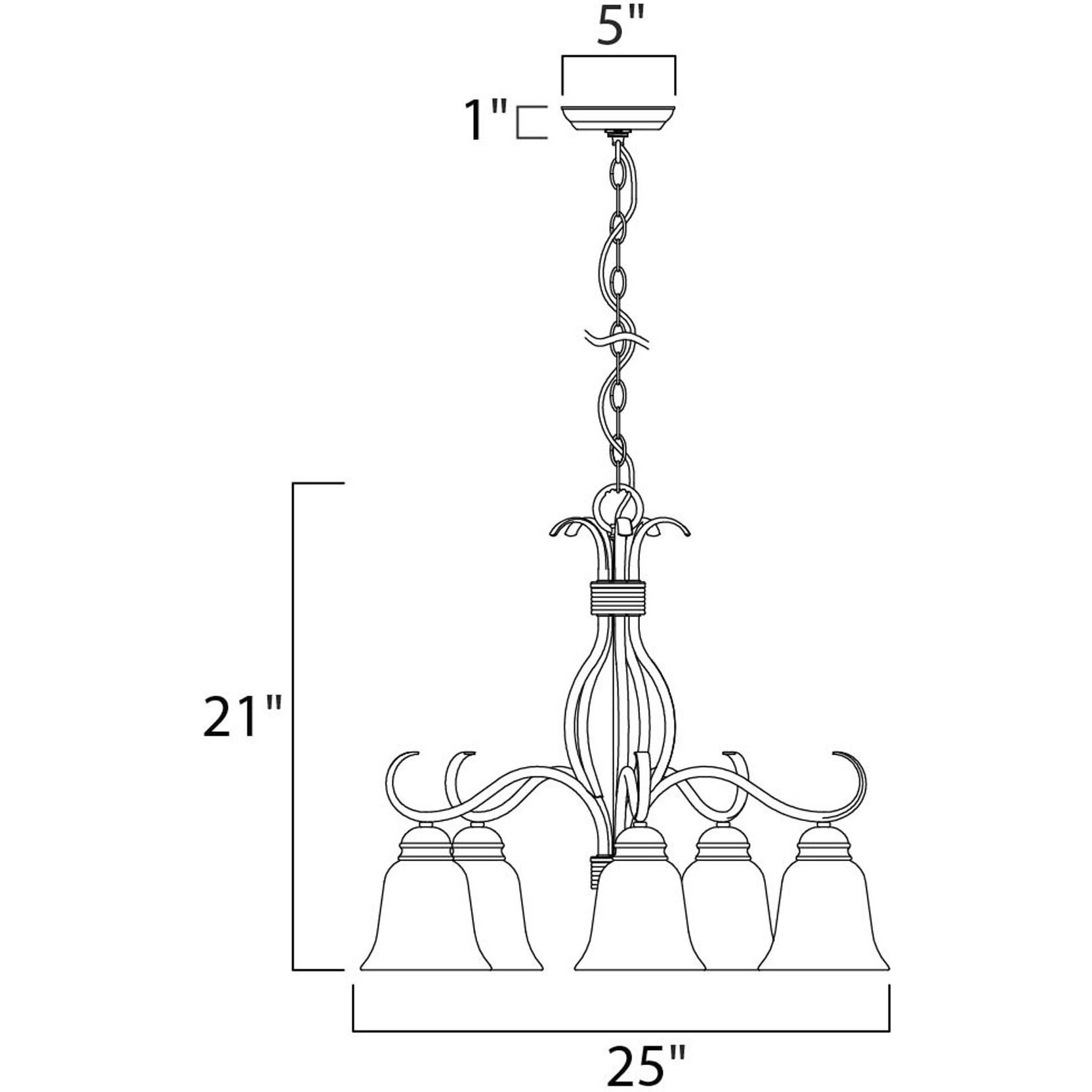 Basix 5 Light 25 inch Oil Rubbed Bronze Down Light Chandelier Ceiling Light