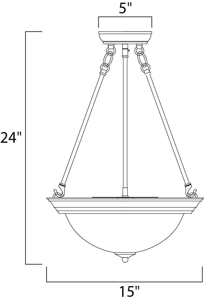 Essentials - 584x 3 Light 15 inch Satin Nickel Invert Bowl Pendant Ceiling Light