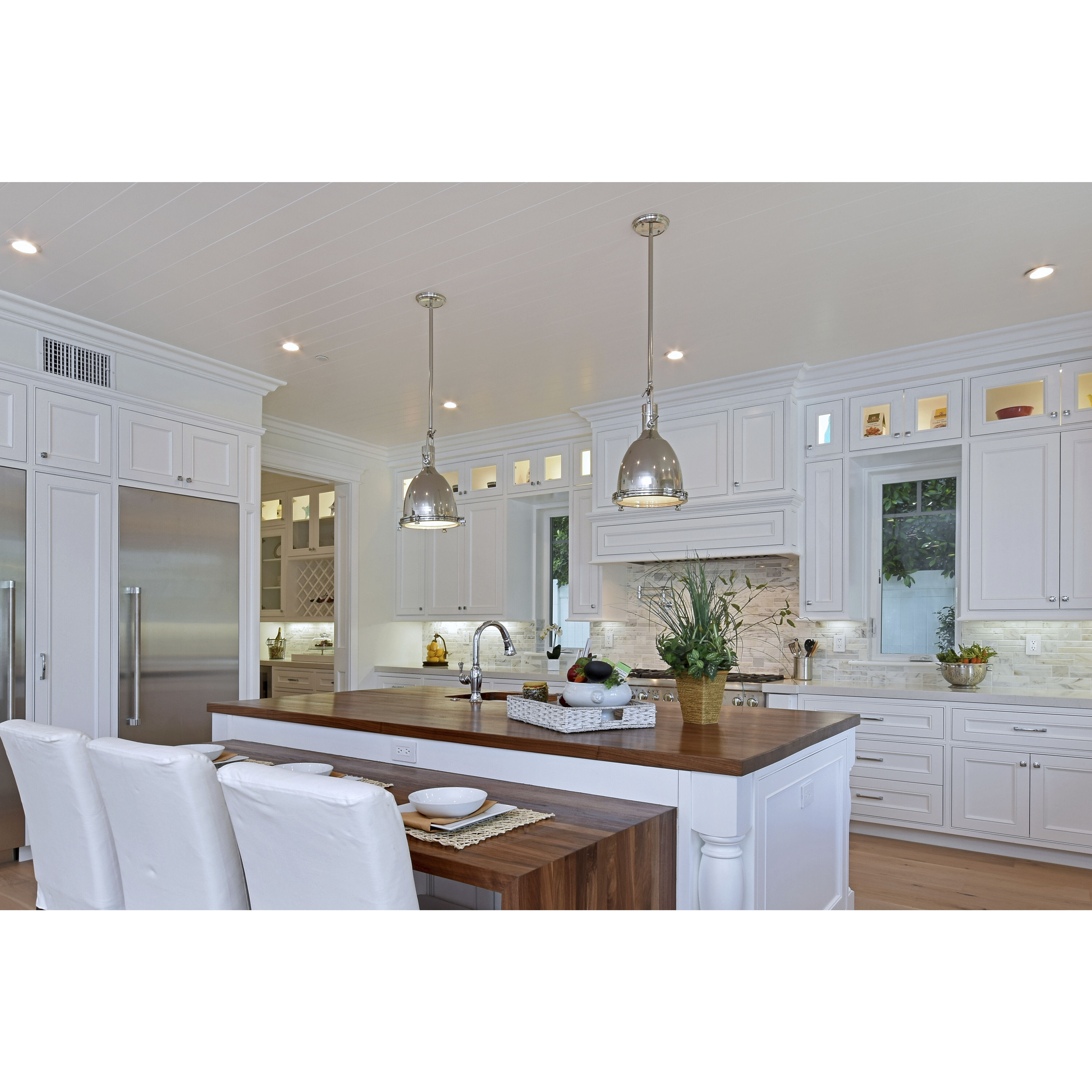 Hi-Bay 1 Light 14.25 inch Satin Nickel Single Pendant Ceiling Light