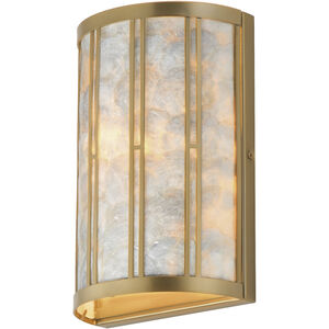 Miramar Wall Sconce Wall Light in Capiz and Natural Aged Brass