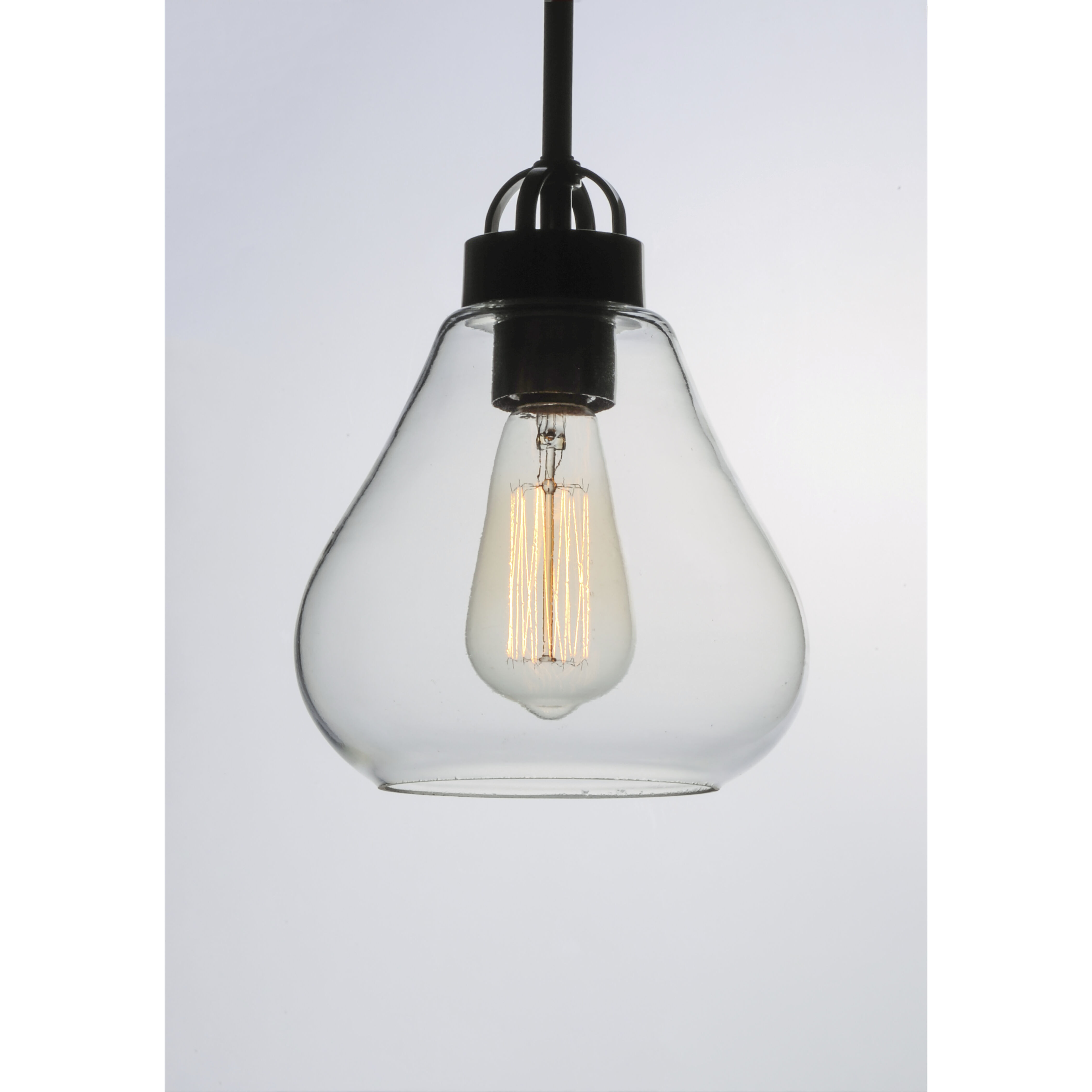Dianne Single Pendant Ceiling Light in Satin Nickel, Clear