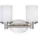 Cylinder 2 Light 12.5 inch Satin Nickel Bath Vanity Wall Light