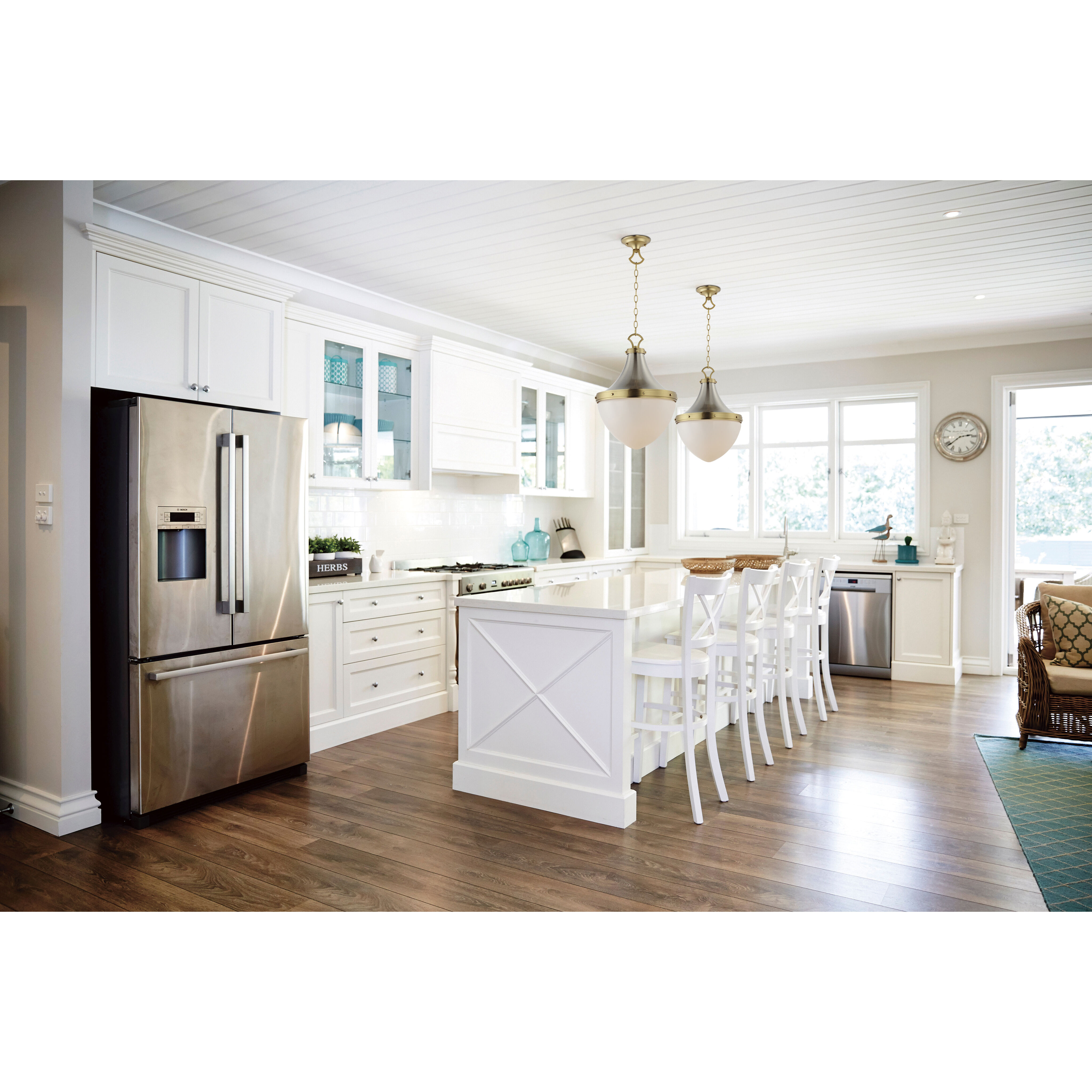 Conrad 1 Light 15 inch Satin Nickel / Satin Brass Single Pendant Ceiling Light