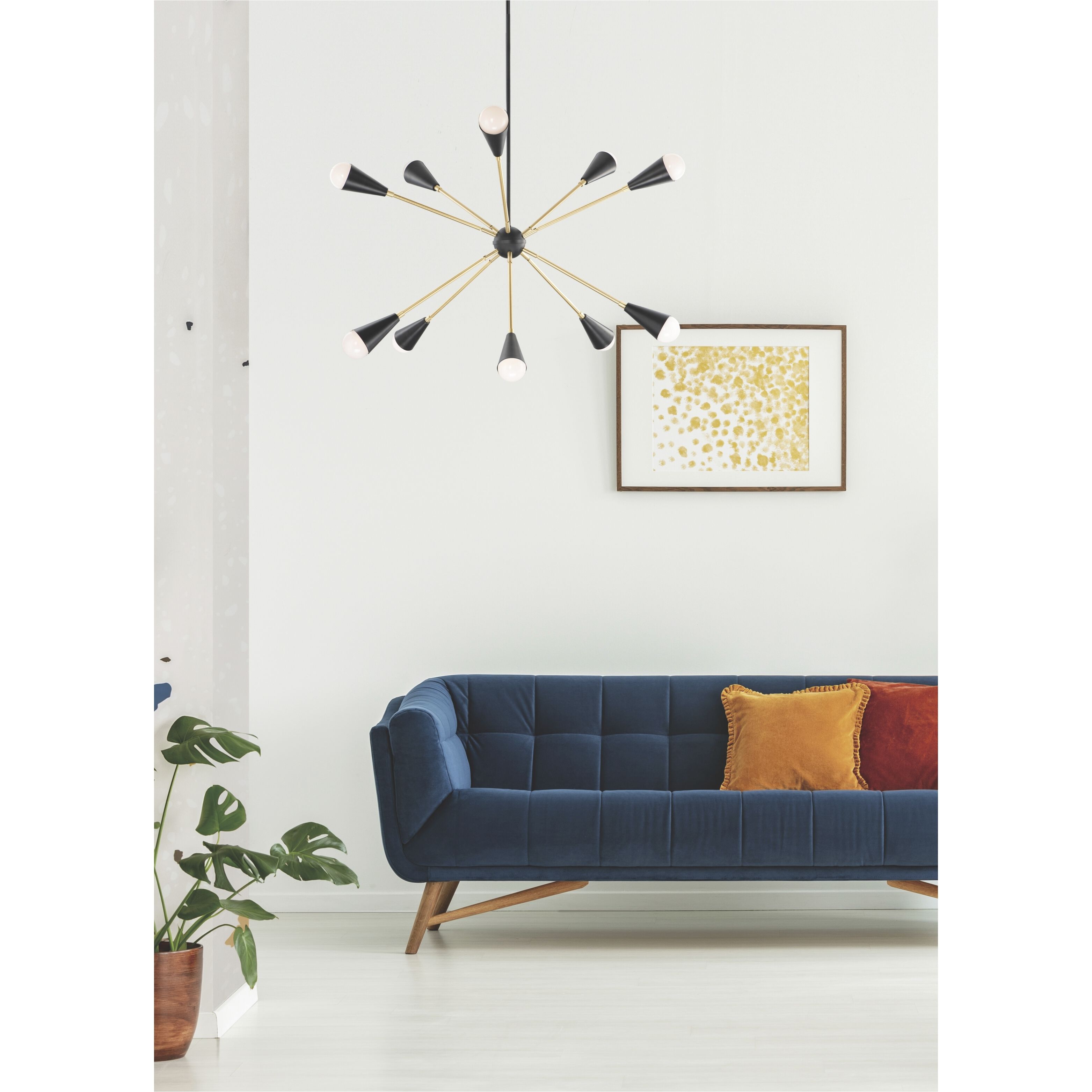 Lovell 10 Light 32 inch Black/Satin Brass Multi-Light Pendant Ceiling Light in Bulb Not Included