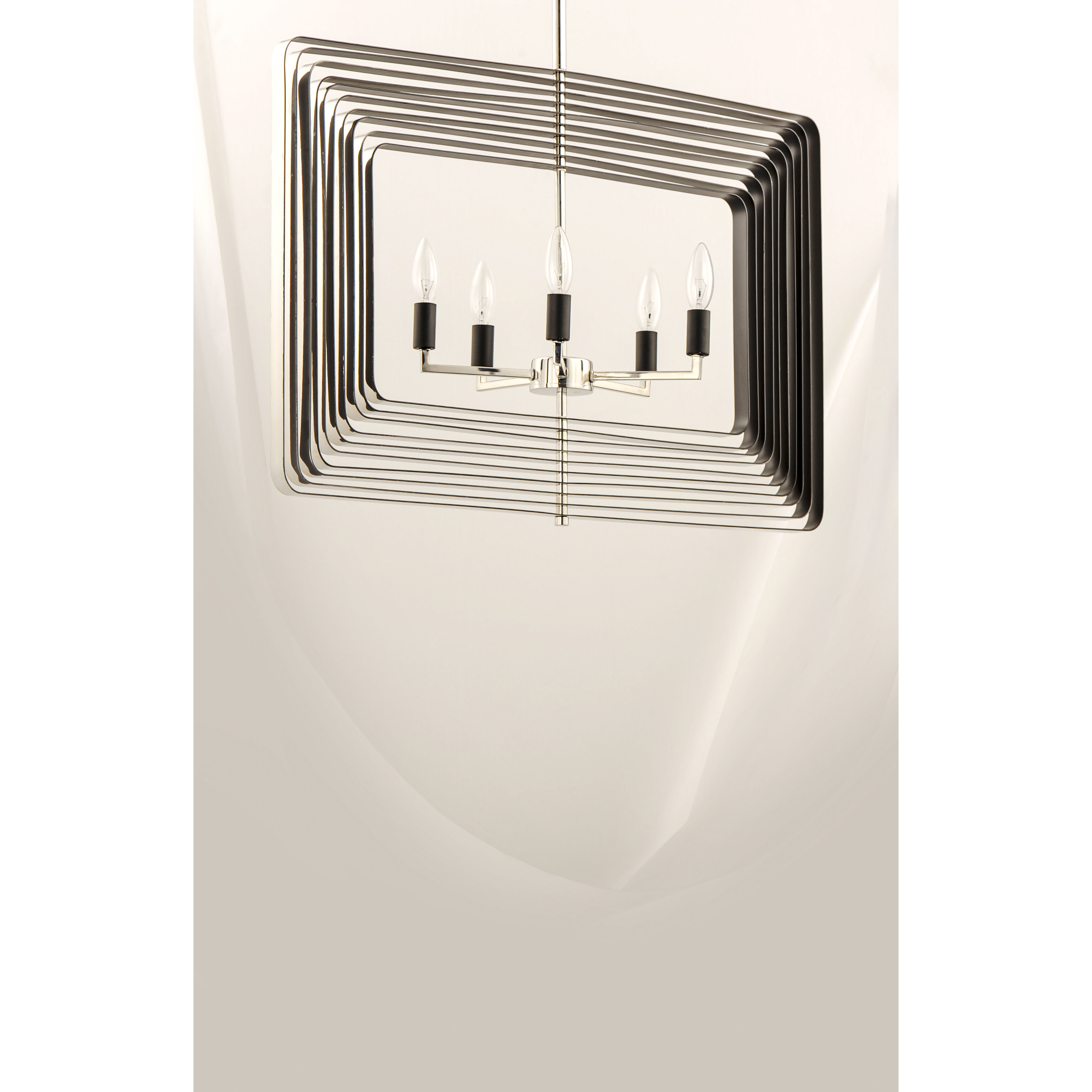 Radial 5 Light 30 inch Polished Nickel/Black Multi-Light Pendant Ceiling Light in Polished Nickel and Black