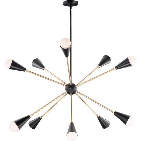 Lovell LED 32 inch Black/Satin Brass Multi-Light Pendant Ceiling Light in Incandescent