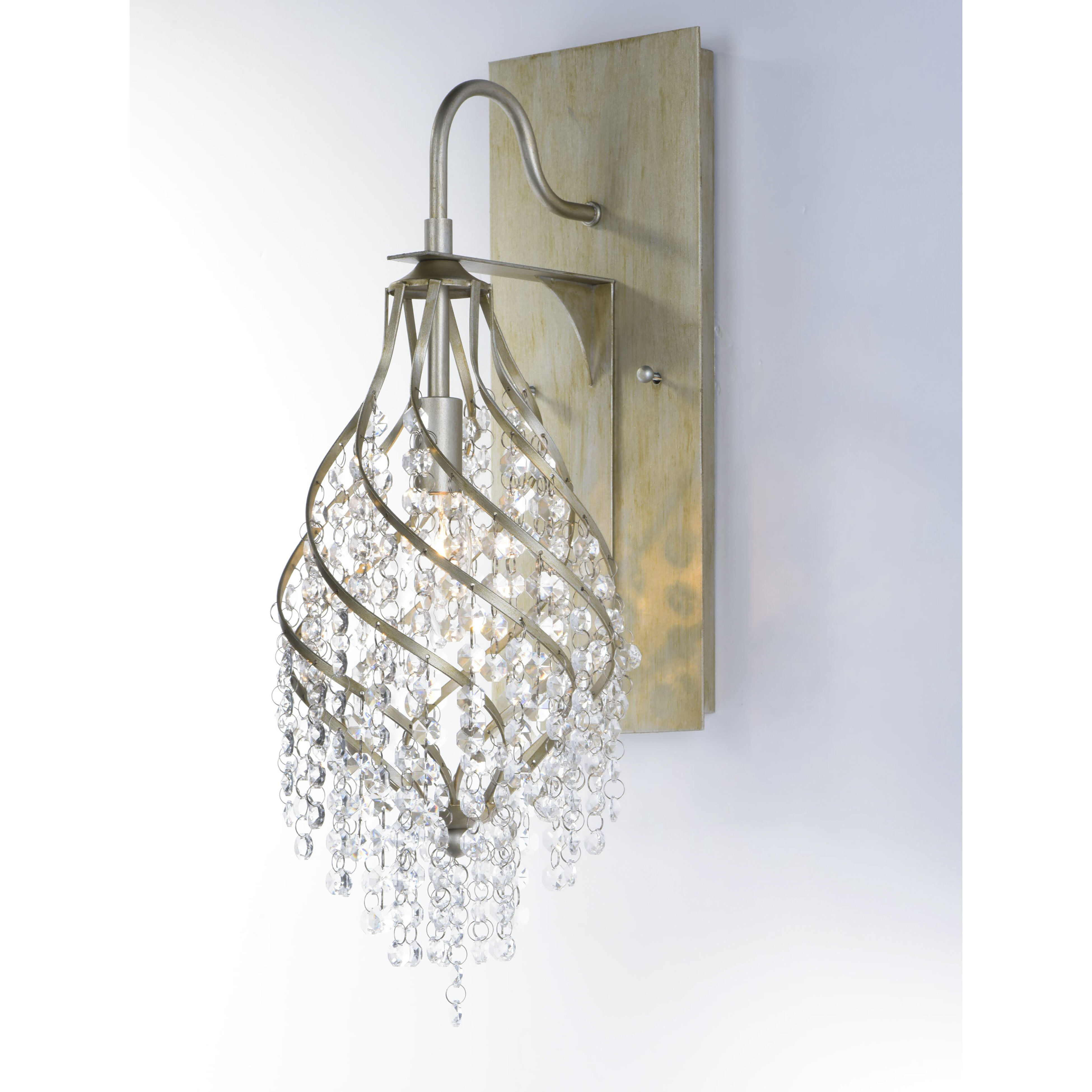 Twirl Wall Sconce Wall Light in Golden Silver, Beveled Crystal