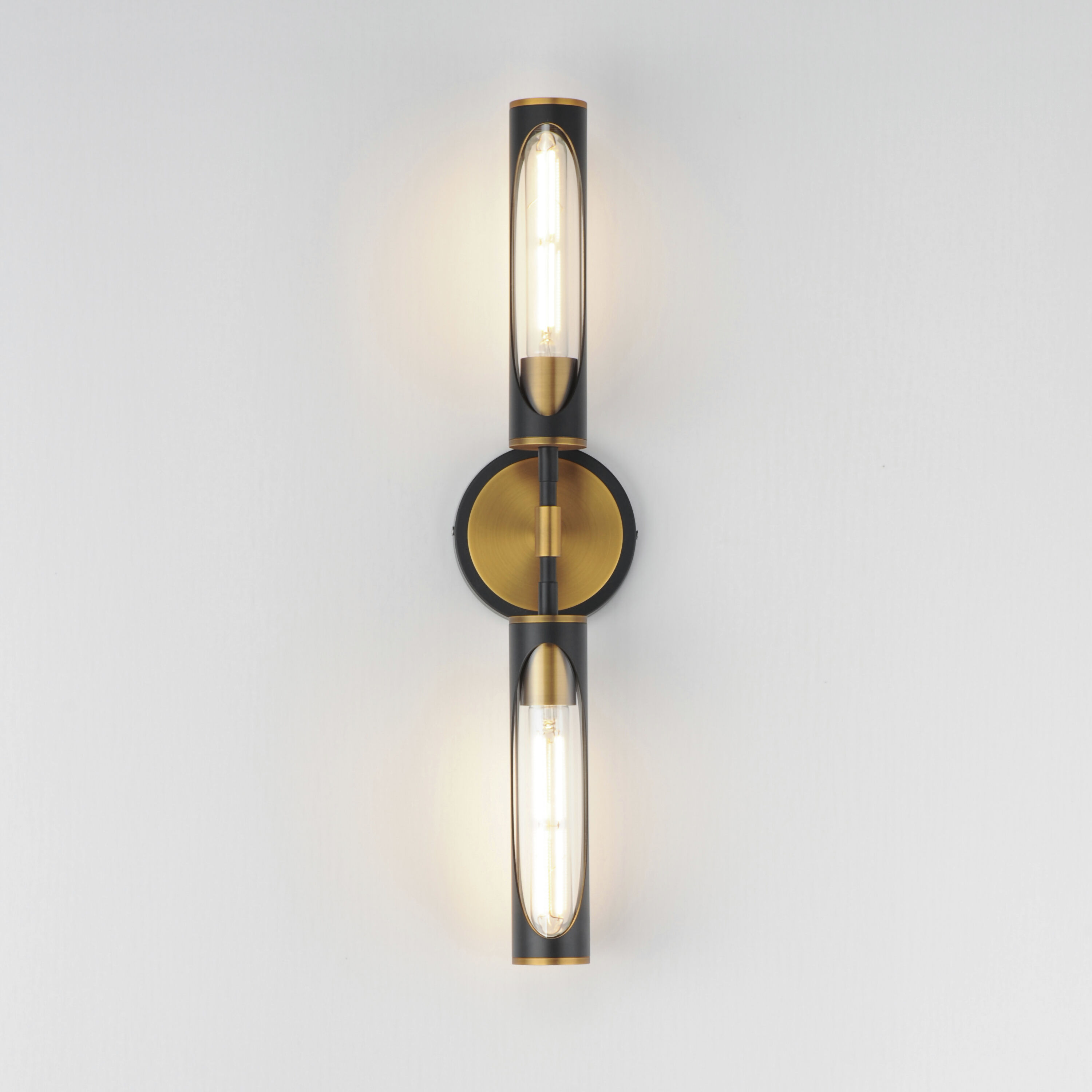 Regent Bath Vanity Wall Light in Black and Antique Brass