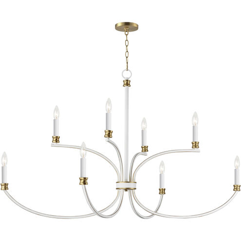 Charlton 9 Light 48 inch Weathered White and Gold Leaf Multi-Tier Chandelier Ceiling Light