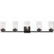 Pinn 5 Light 39 inch Black and Satin Brass Bath Vanity Wall Light