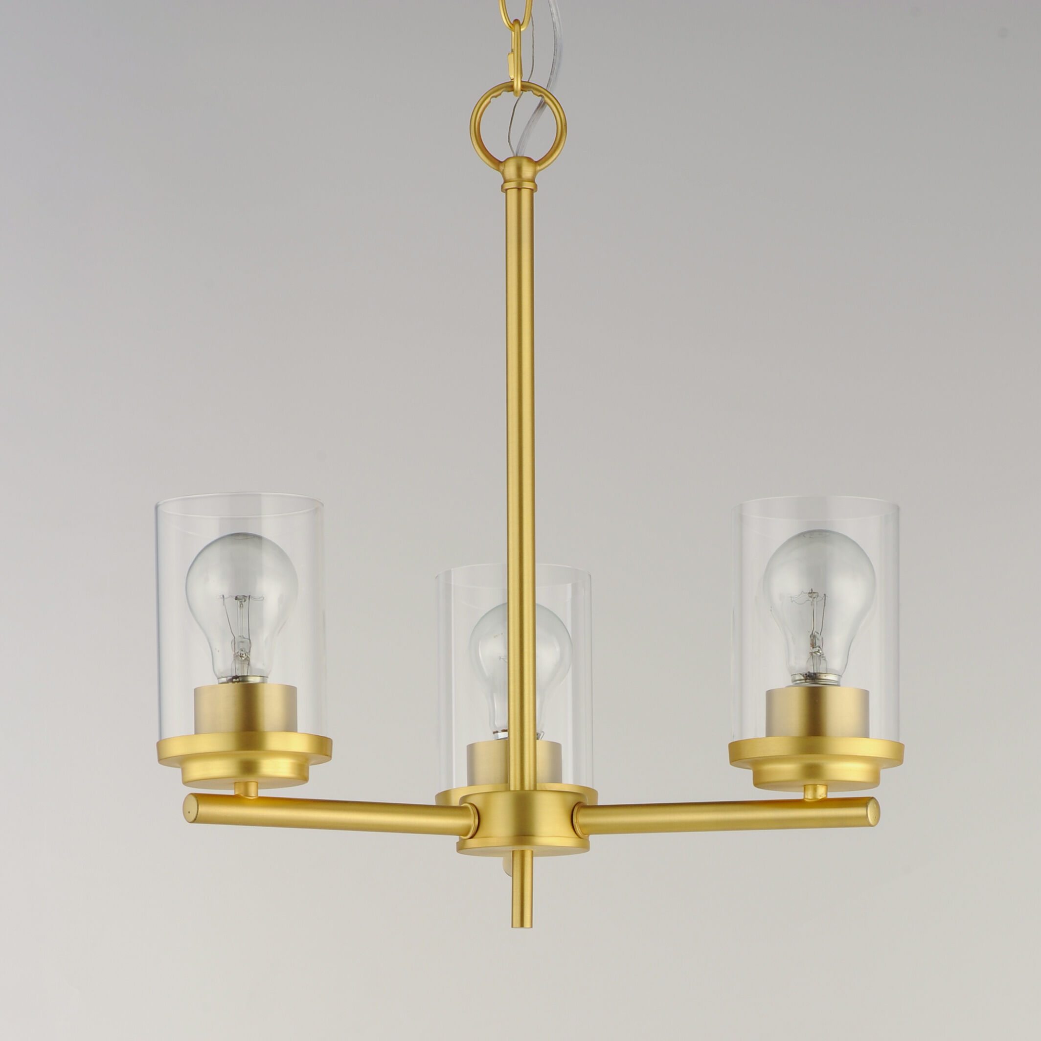 Corona 3 Light 16.5 inch Satin Brass Single-Tier Chandelier Ceiling Light in Clear