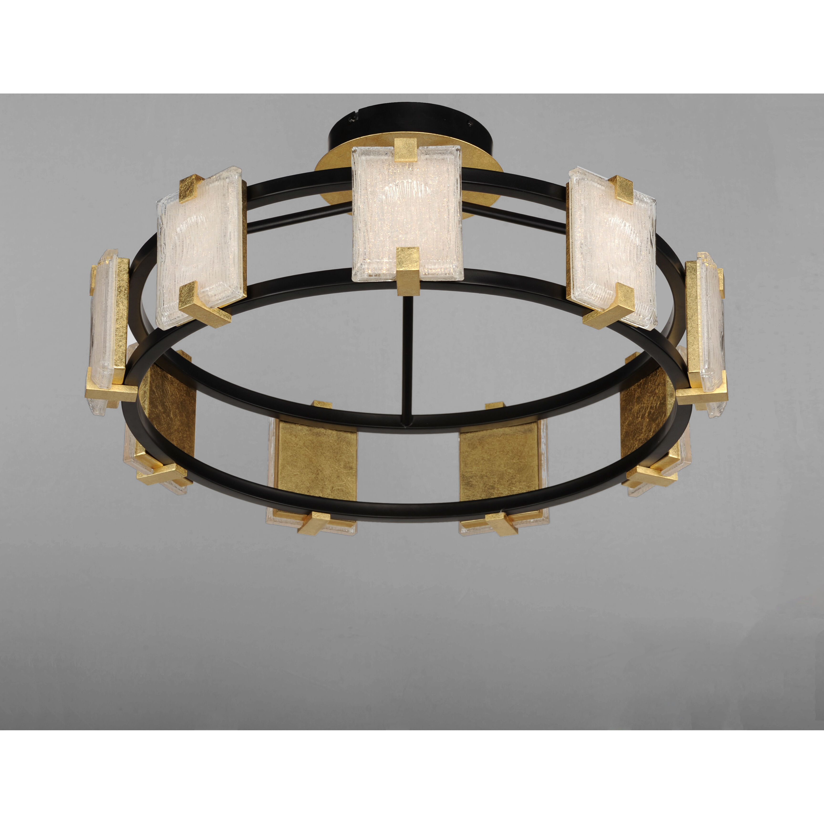 Radiant LED 27 inch Black/Gold Leaf Flush Mount Ceiling Light