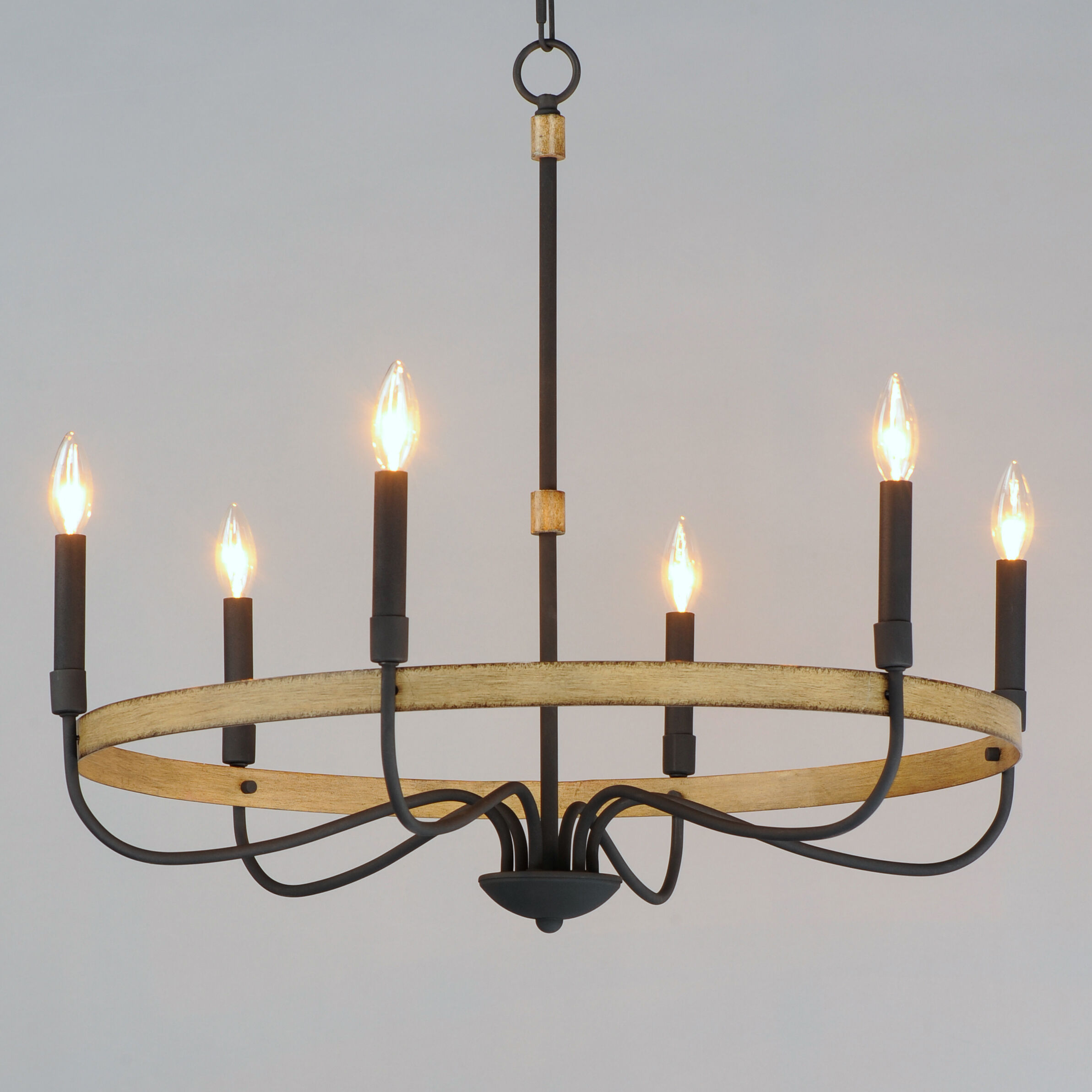 Franklin 6 Light 29 inch Driftwood/Black Chandelier Ceiling Light