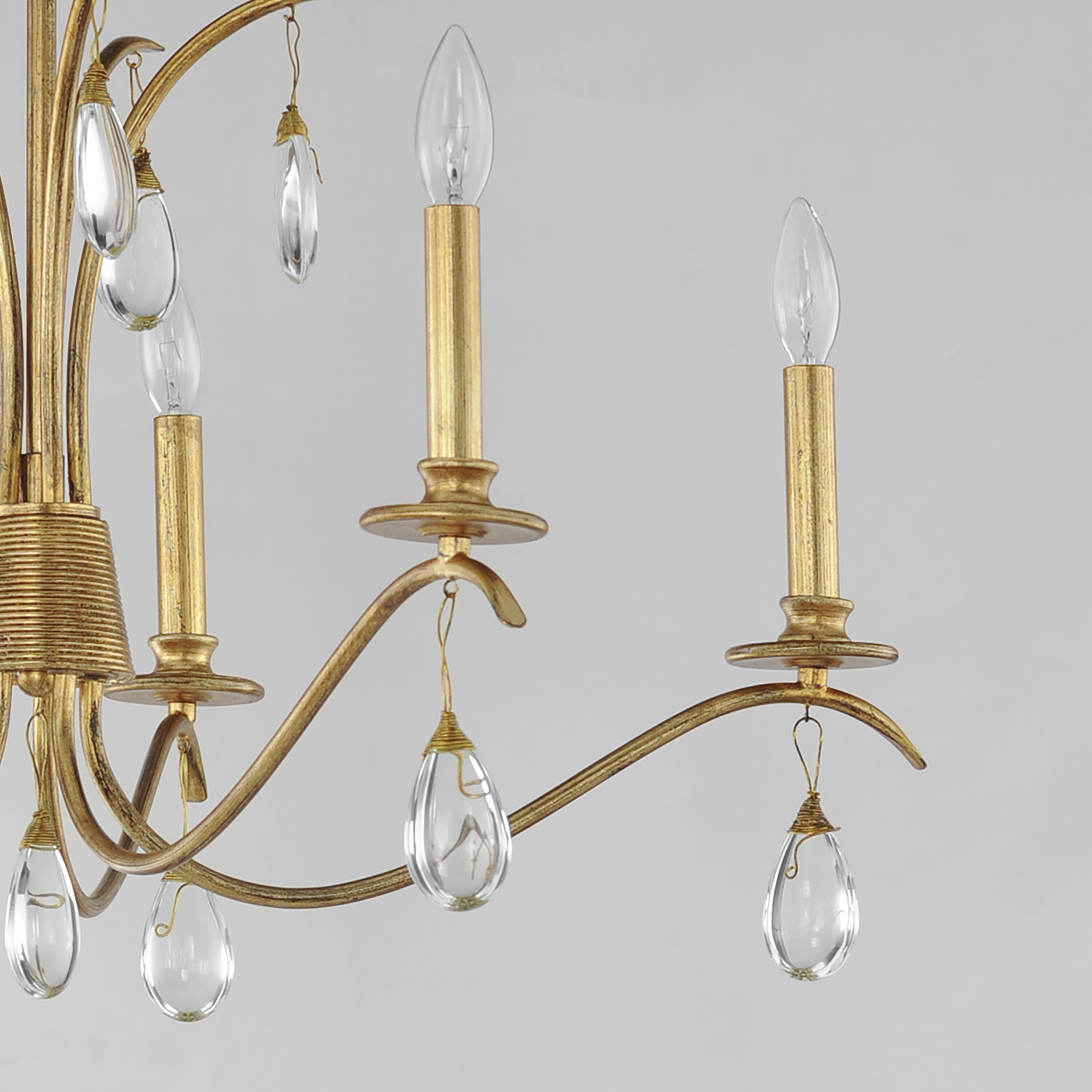 Eden 5 Light 32 inch Charcoal Gold Leaf Chandelier Ceiling Light