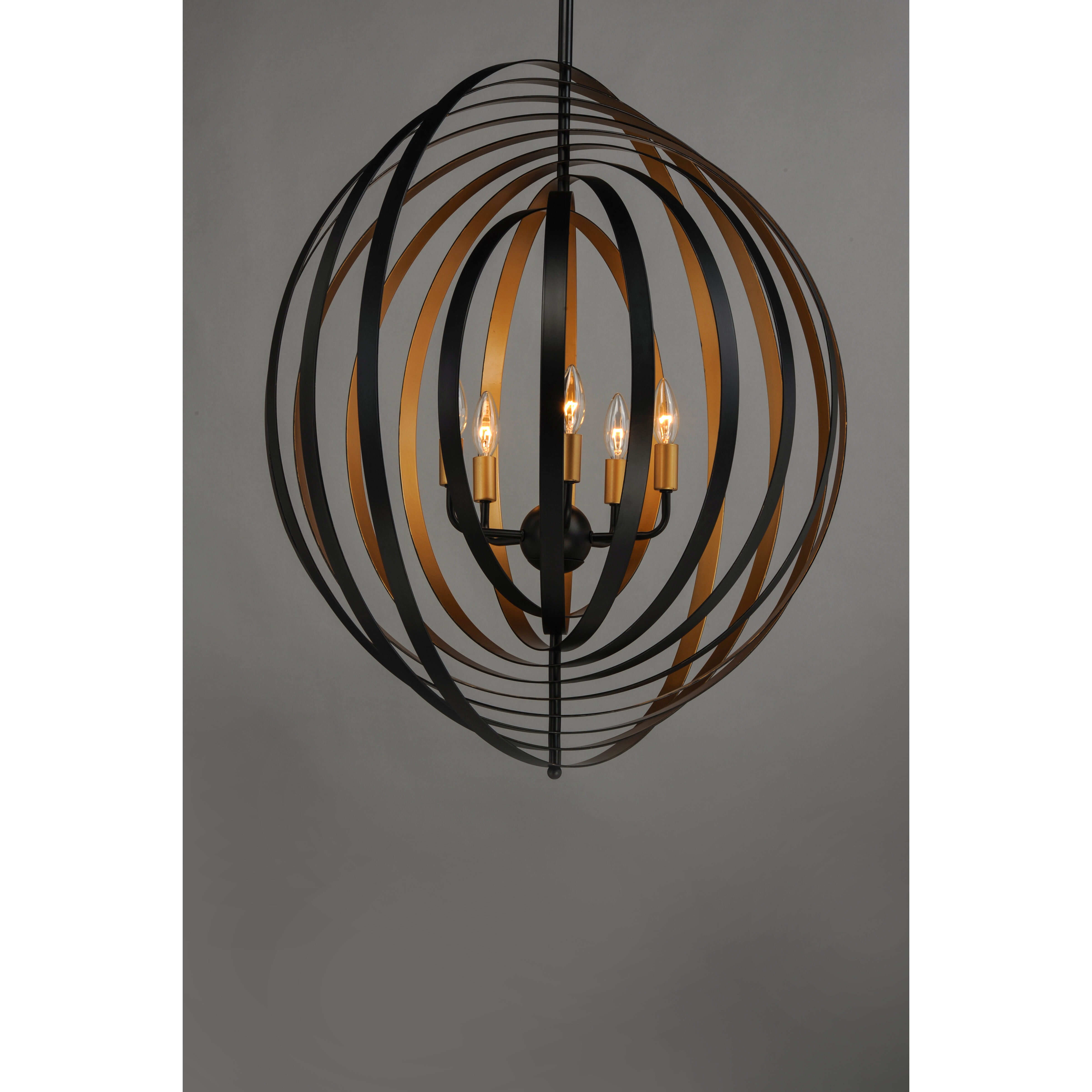 Radial 5 Light 30 inch Black/Gold Pendant System Ceiling Light in Black and Gold