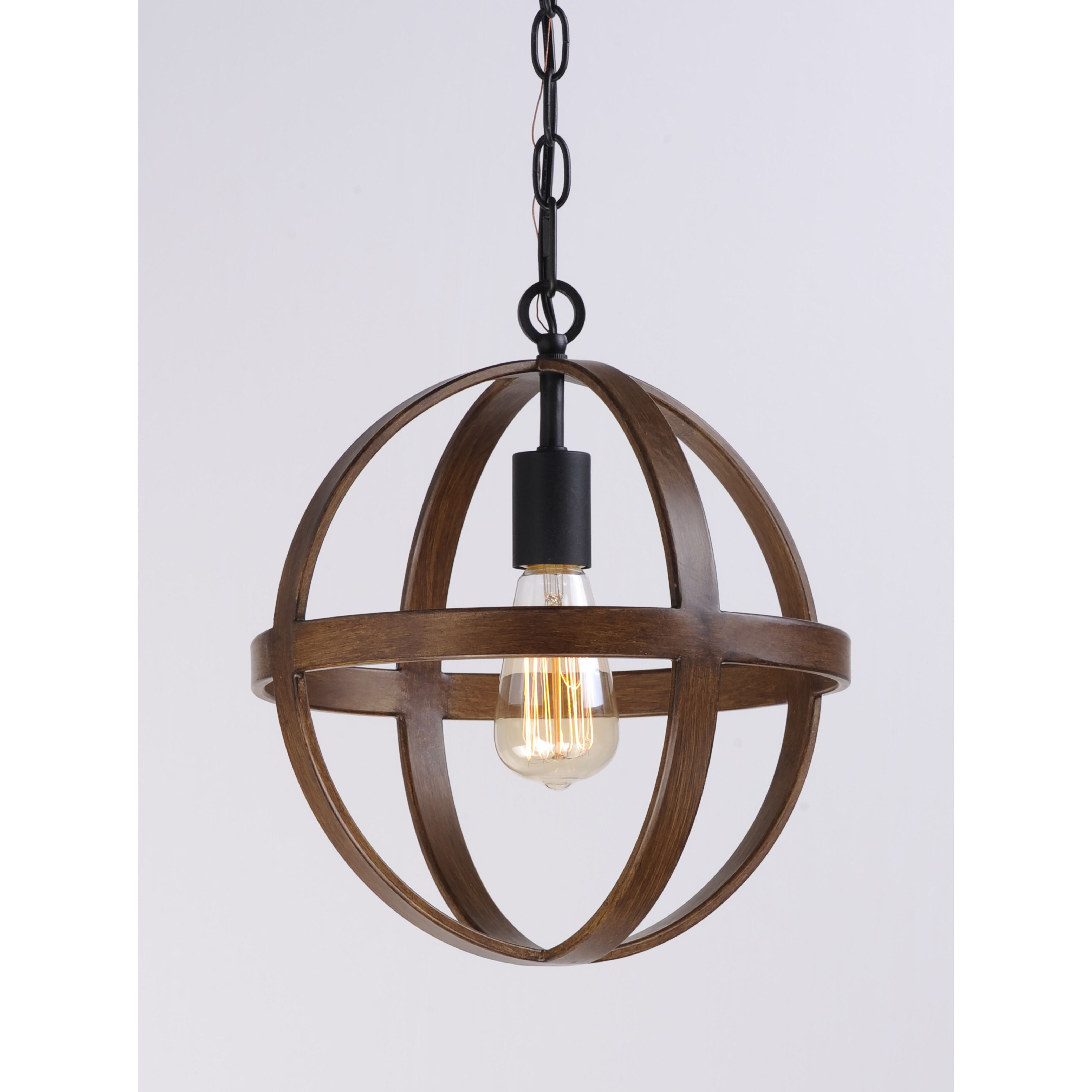 Compass Single Pendant Ceiling Light in Antique Pecan and Black
