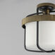 Ruffles 3 Light 13.75 inch Black and Antique Brass Semi-Flush Mount Ceiling Light