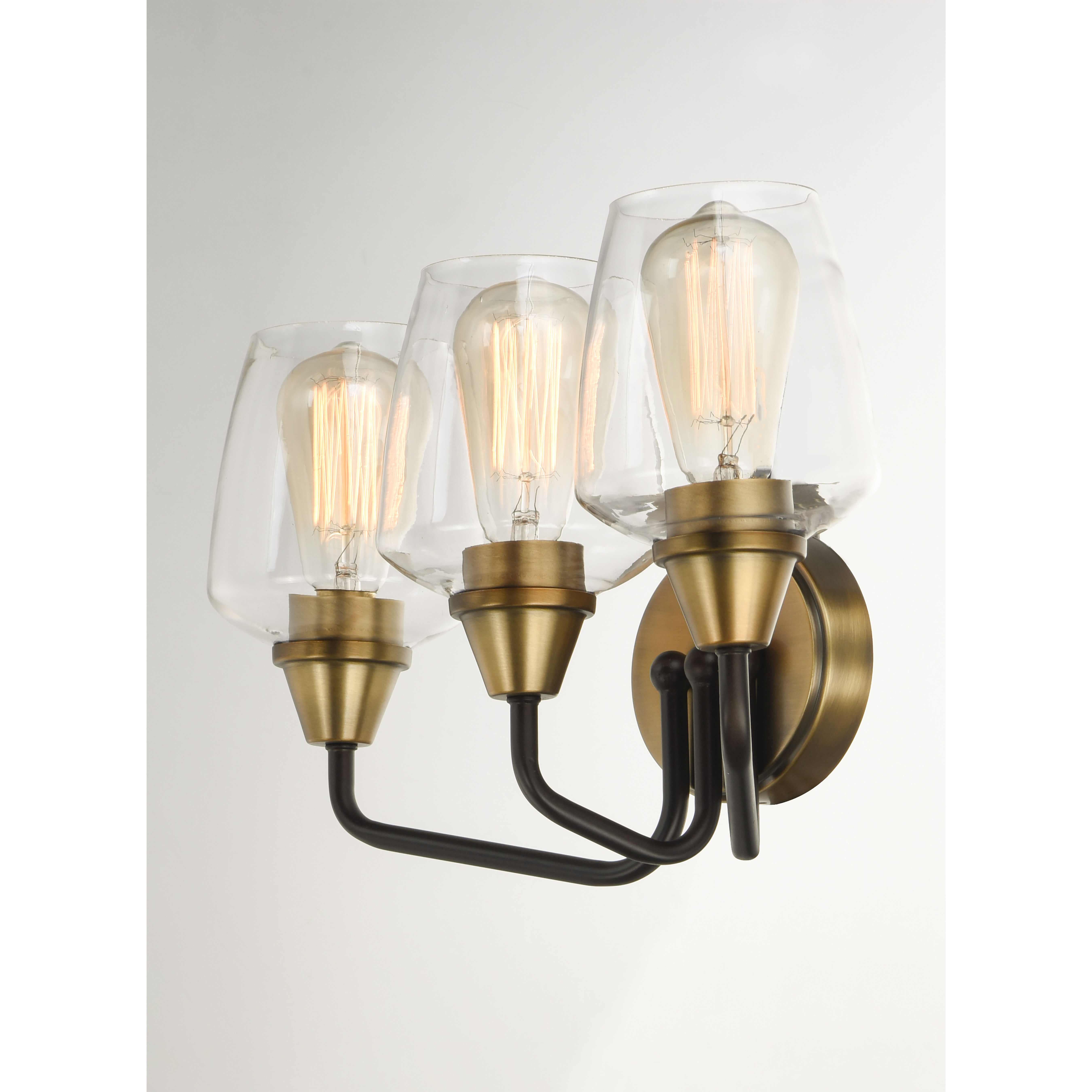 Goblet 3 Light 18 inch Bronze/Antique Brass Bath Vanity Wall Light in Bronze and Antique Brass