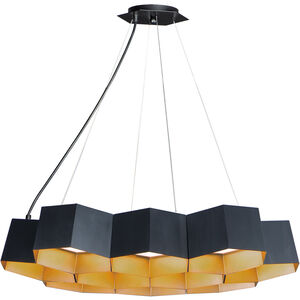 Honeycomb LED 23 inch Black/Gold Suspension Pendant Ceiling Light