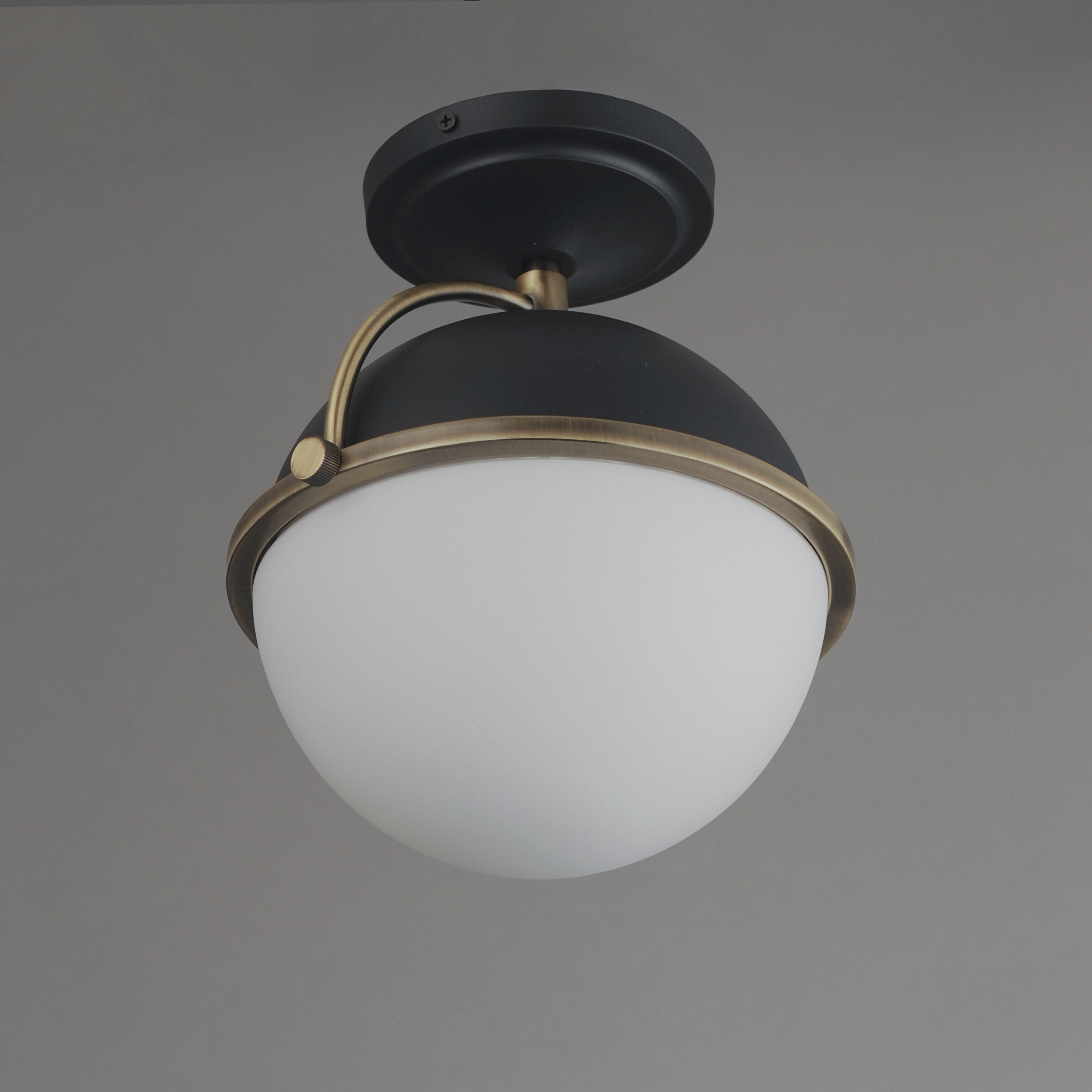 Duke 1 Light 9.5 inch Black and Weathered Brass Semi-Flush Mount Ceiling Light