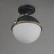 Duke 1 Light 9.5 inch Black and Weathered Brass Semi-Flush Mount Ceiling Light