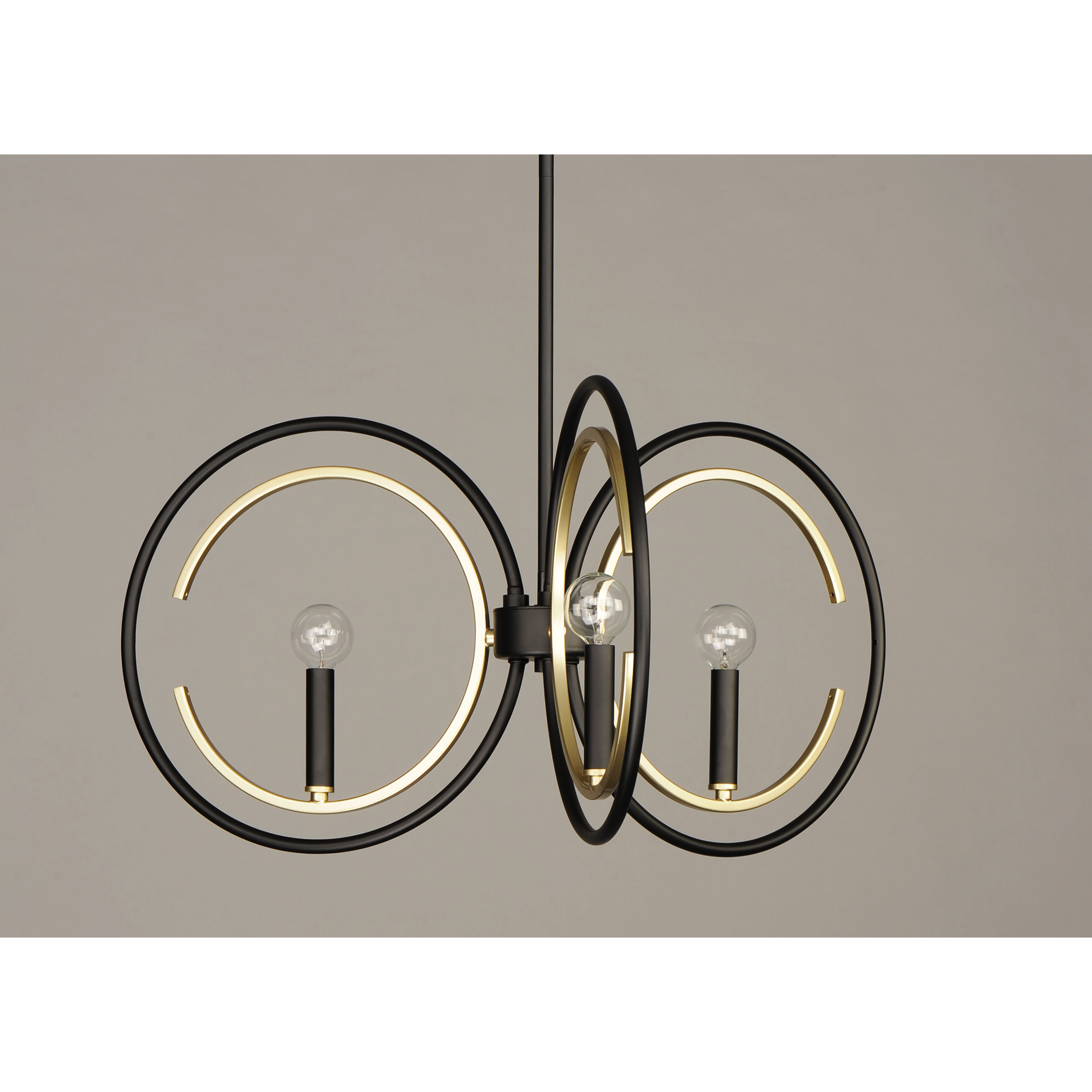 Clip 3 Light 28 inch Black/Gold Chandelier Ceiling Light