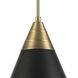 Hargreaves 1 Light 13.5 inch Black and Natural Aged Brass Single Pendant Ceiling Light
