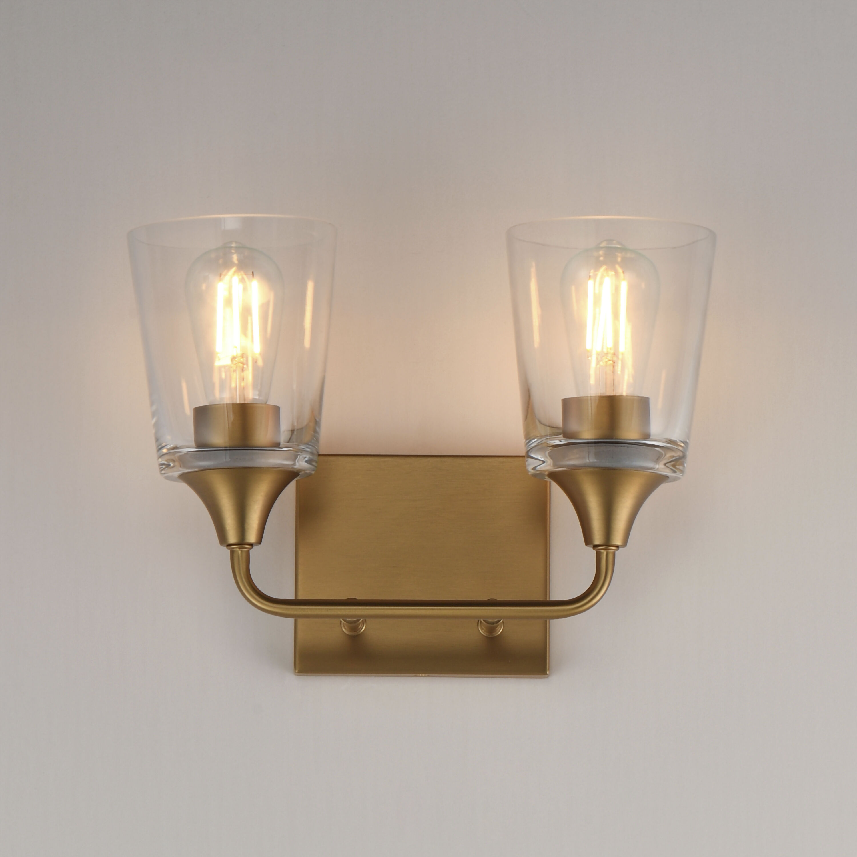 Hudson 2 Light 13 inch Natural Aged Brass Bath Vanity Wall Light in Clear