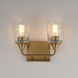 Hudson 2 Light 13 inch Natural Aged Brass Bath Vanity Wall Light in Clear