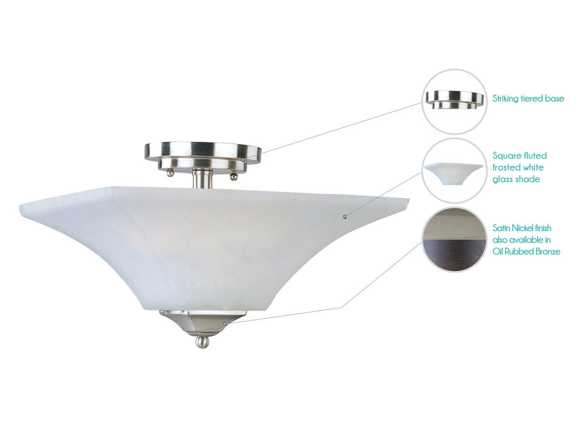 Aurora 2 Light 13 inch Satin Nickel Semi Flush Mount Ceiling Light