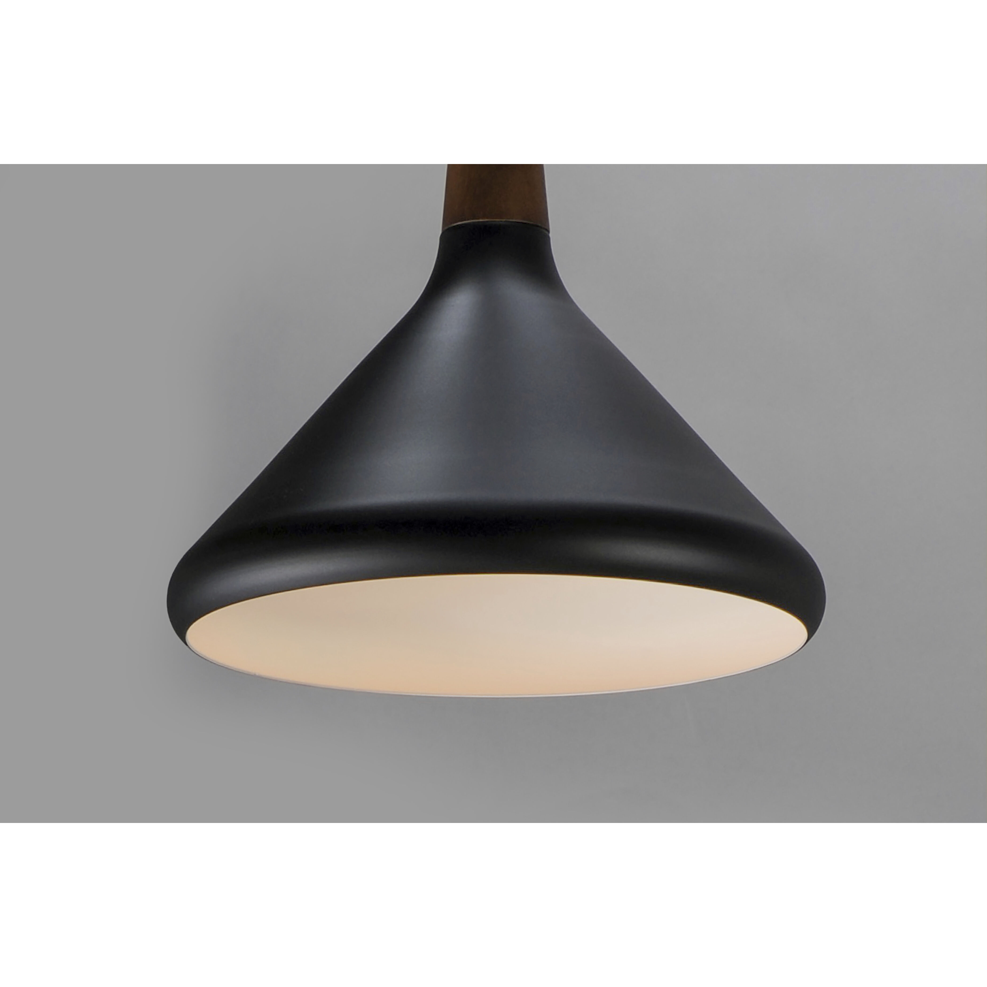 Nordic 1 Light 7 inch Walnut/Black Single Pendant Ceiling Light in Walnut and Black, Bulb Not Included