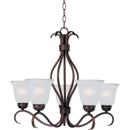 Basix 5 Light 26 inch Oil Rubbed Bronze Single-Tier Chandelier Ceiling Light in Frosted